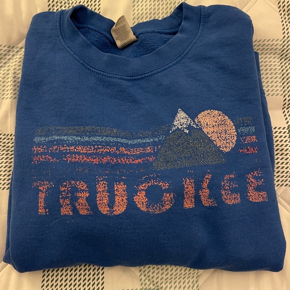 Cobalt Blue Truckee California Mountain Sunset Pullover Sweatshirt - Picture 3 of 4